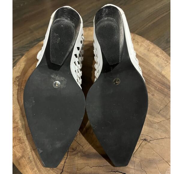 Jeffrey Campbell Leather White Waven Woven Wicker Booties Boots Shoes 7.5  $245 - Picture 7 of 16